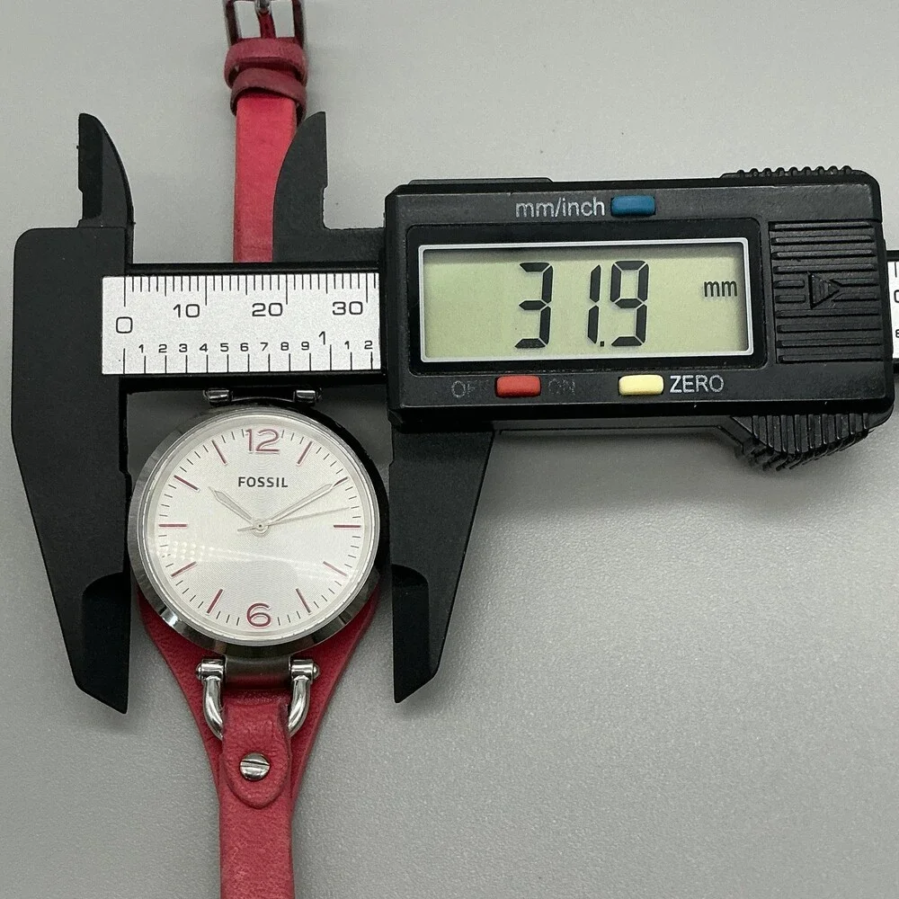 Fossil Georgia Womens Watch 32mm Red Leather Stainless FS3299 New Battery